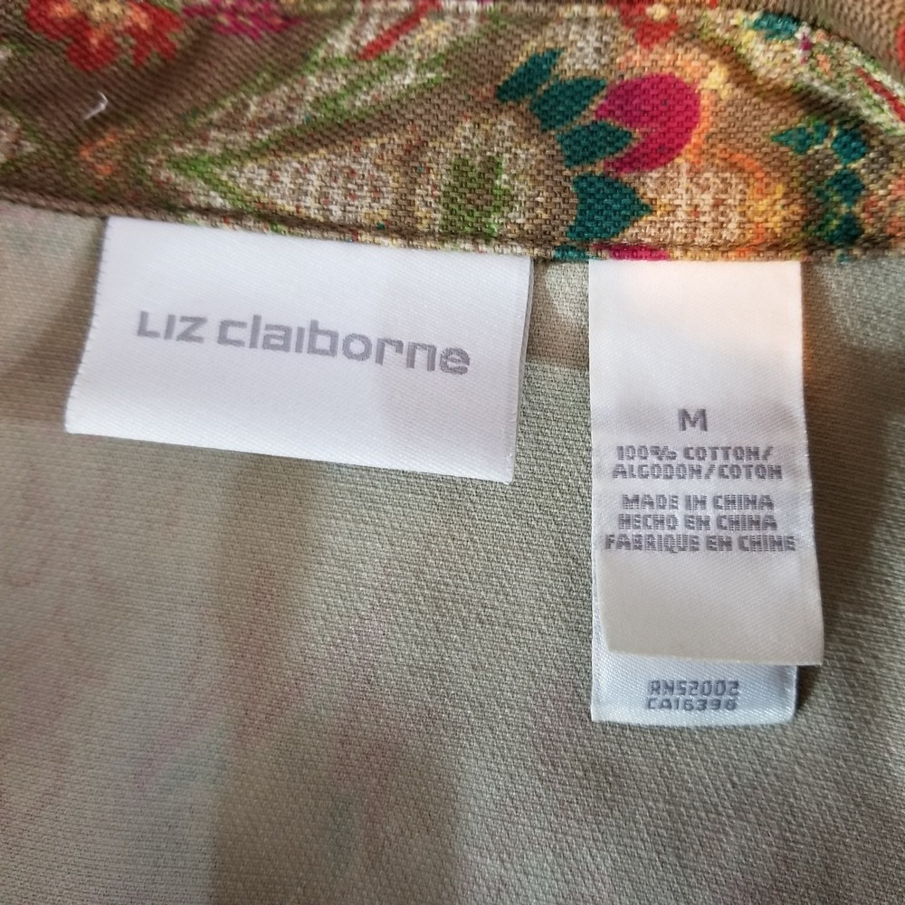 Vintage Pant Suit Women M/8 100% Cotton Floral Straight Leg Blazer Liz Claiborne - Picture 14 of 15